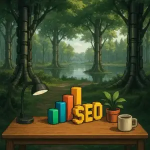 SEO optimization service on laptop screen