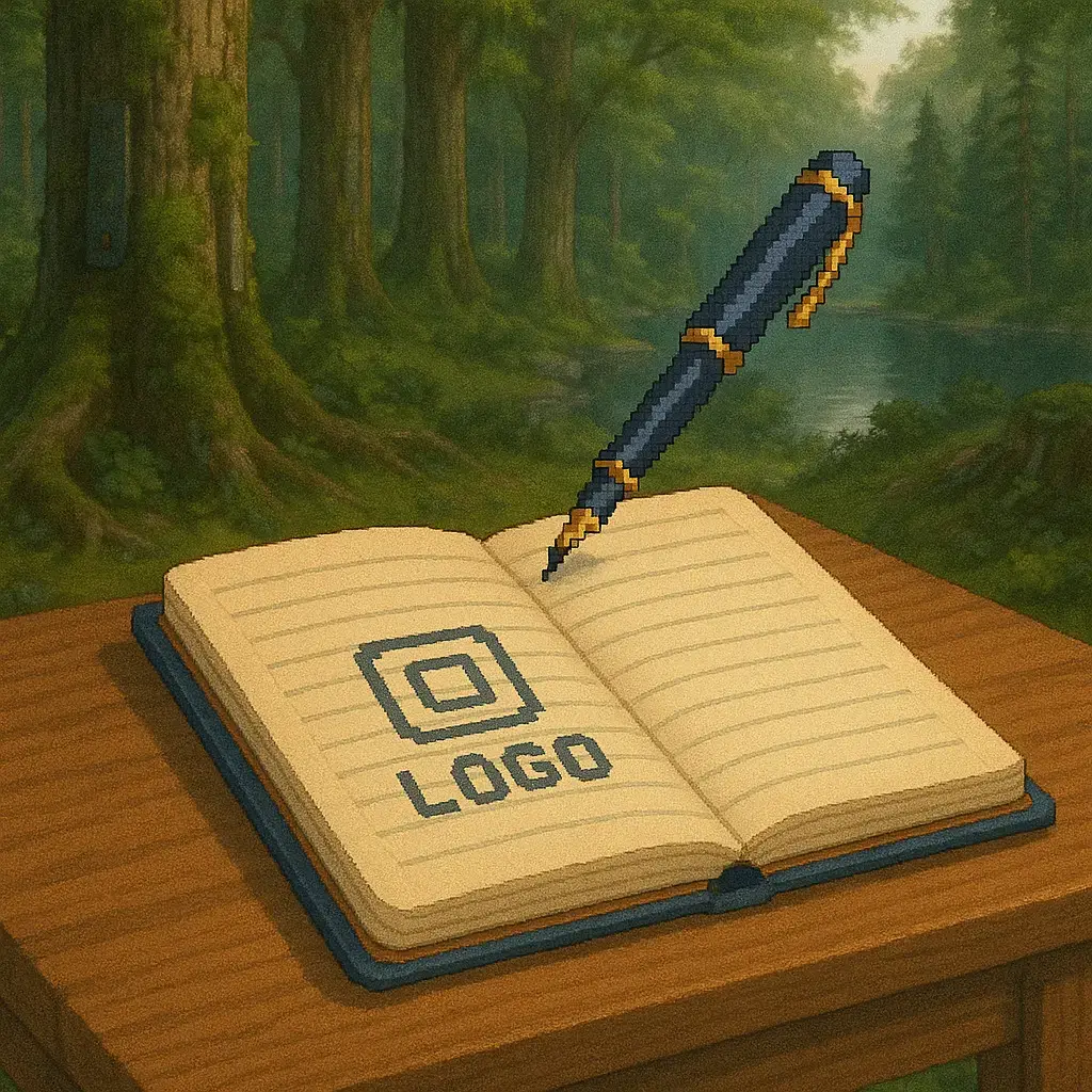 Logo design sketch on notebook with pencil